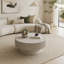 Table basse ronde avec rangement Table d'appoint moderne en placage de bois massif-130153897-130153895