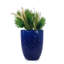 Pot de fleurs en céramique fait à la main, 17 pouces de diamètre, 1 pièce, bleu marine avec motif de losanges, pour Monstera Deliciosa et figuier à feuilles de figuier, utilisation de porte intérieure / extérieure, argile respirante