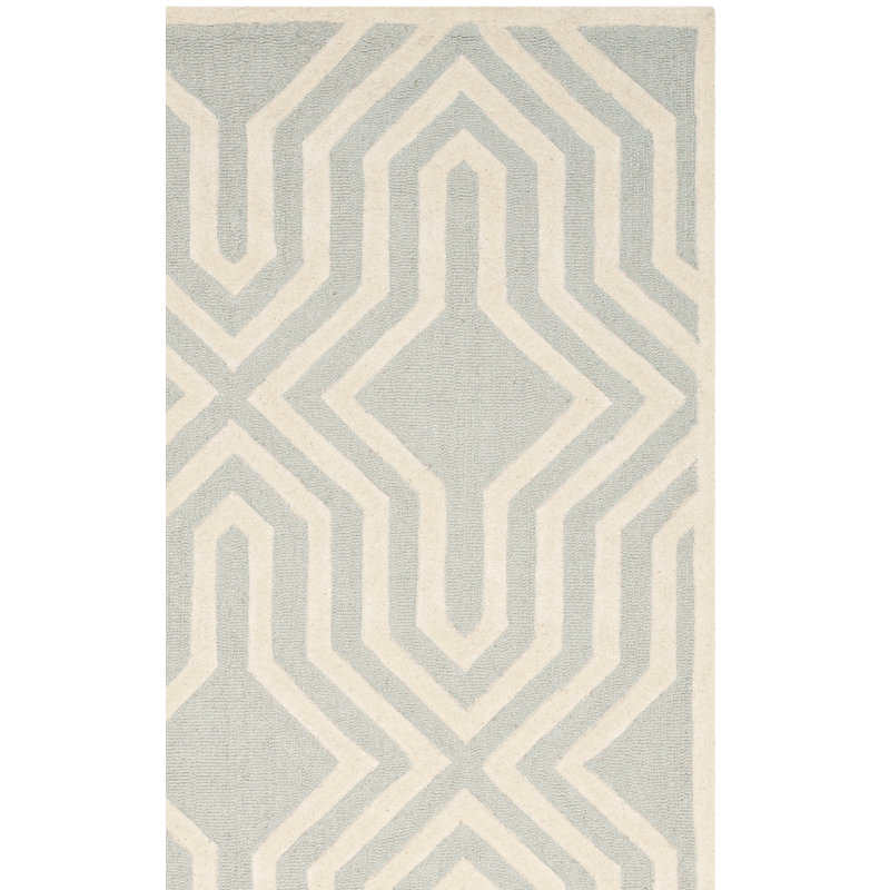 Deedgra Hand Tufted Wool Geometric Rug, Rectangle 5' x 8'