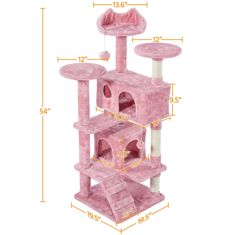 Kitt 54'' H Cat Tree, Pink