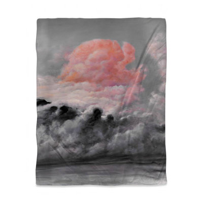 Gray Duvet Cover - Pink Clouds Design | Modern Bedroom Décor