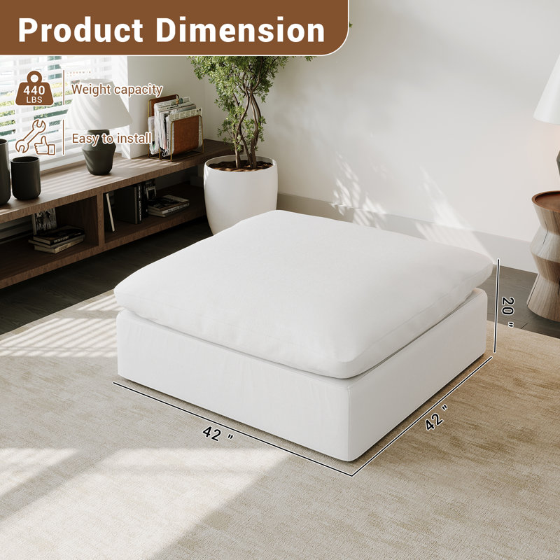 Upholstered Cloud Sofa, 5 Seater Cloud Couch Modular Sectional Sofa with Ottoman and Removable Cover Deep Seat Couch for Living Room Bedroom