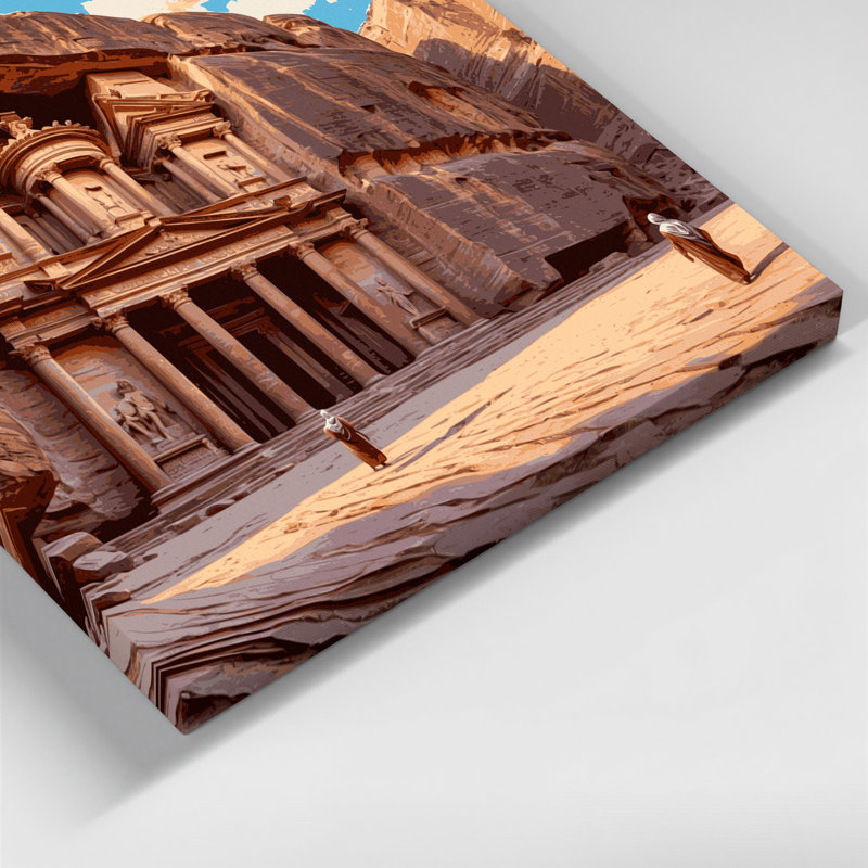 Art mural sur toile brun avec villes de Petra, H 12 po x l 12 po