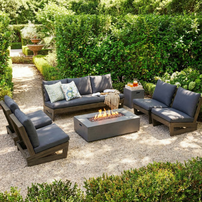 Louise Modern Outdoor Acacia Wood Conversation Set With Cushions