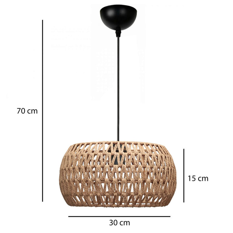Elegant Adjustable Metal Chandelier, Natural Finish, Ø11.8 x 7.0 inches Base Plate | Height: 8.7 - 27.6 inches | 1 x E27 Max 40W Socket (Bulb Not Included) | Perfect for Dining Room, Living Room, or Entryway Décor
