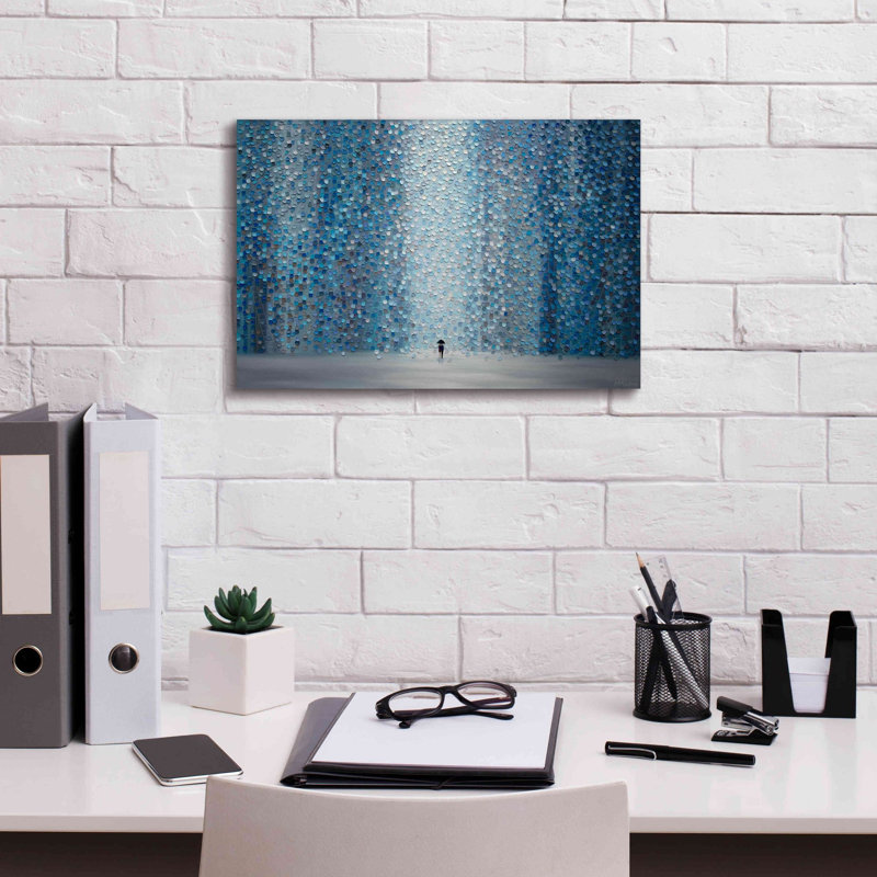 «Blue Rain» Epic Graffiti par Ekaterina Ermilkina, art mural sur toile, 18 po x 12 po, H 12 po x l 18 po