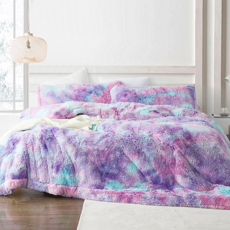 Unicorn Dreamz Polyester Baffle Box Stitch Abstract Comforter, Purple, King Comforter + 2 King Shams