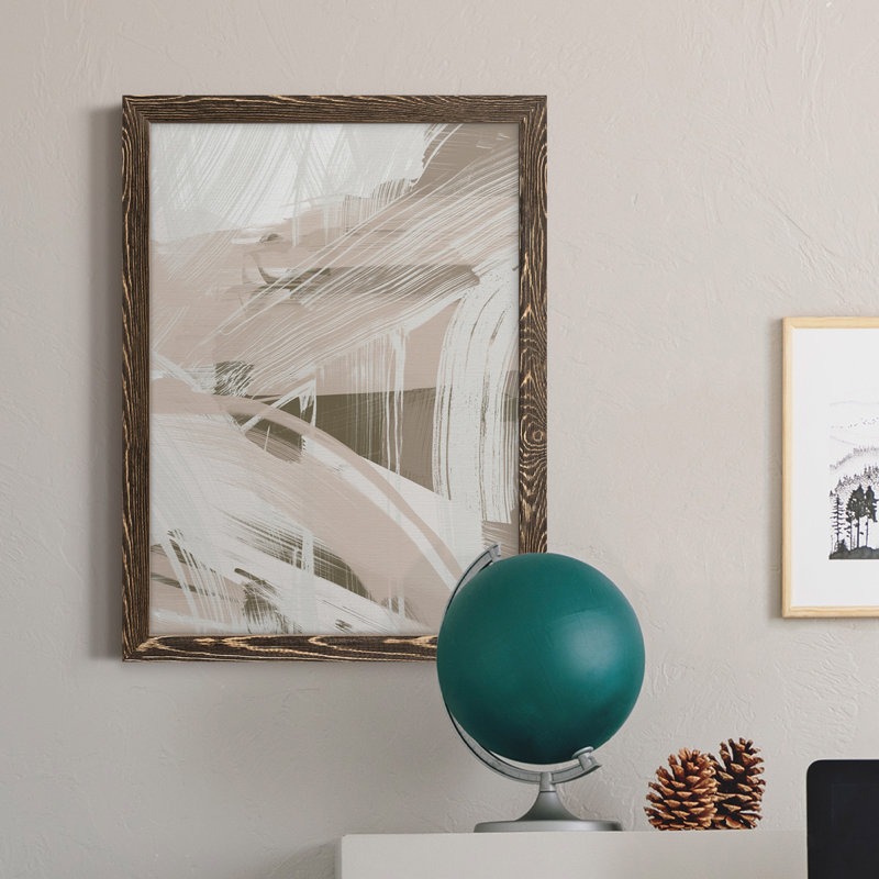 Toile encadrée de qualité supérieure Earthtone Swipe II - prête à être accrochée, H 31 po x l 44 po x P 1 po, Cadre noyer