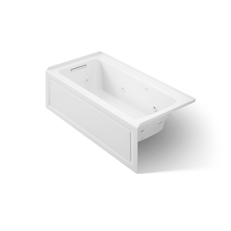 Archer 60" x 30" Integral Apron Whirlpool, White, Left