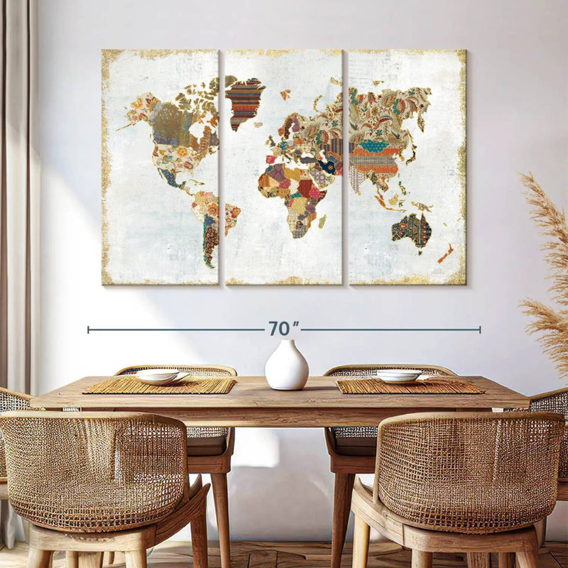 Aliaz Pattern World Map, 42" H x 65" W