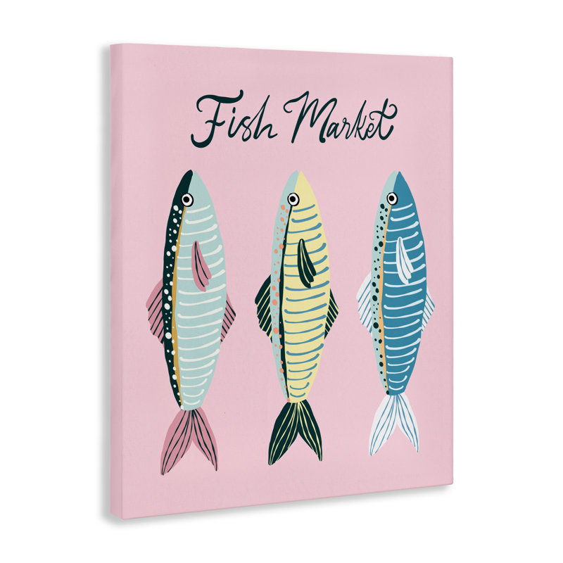 Toile Quirky Coastal Fish Market, design par Hey Bre! Creative Studio, H 20 po x l 16 po