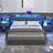 2 Pack Modern Nightstand With Charging Station, LED Light, And Adjustable Fabric Drawers For Enhanced Bedside Convenience-995464938