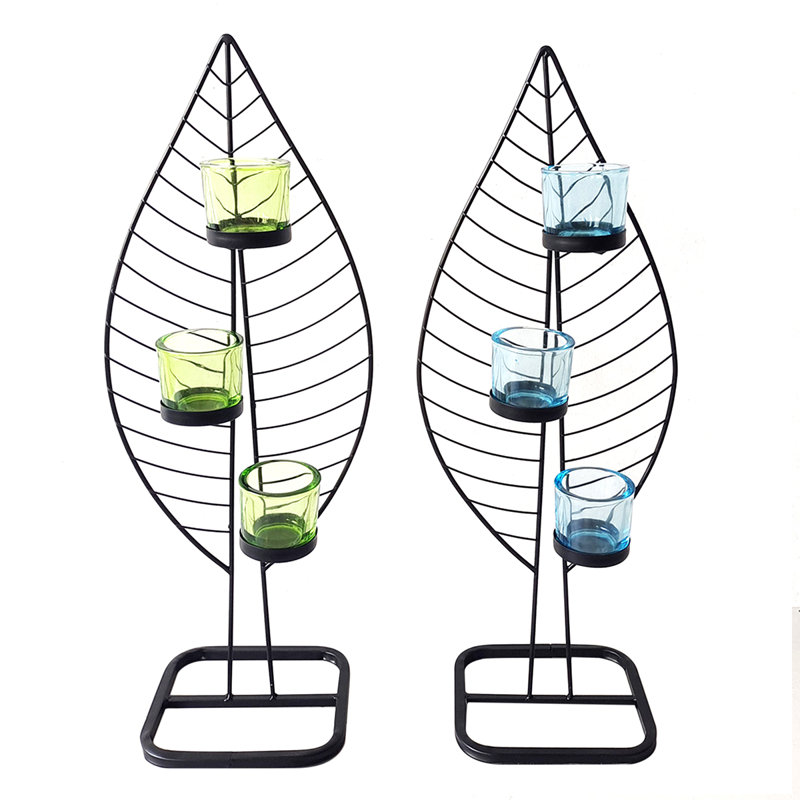 2 Piece Glass Tabletop Tealight Holder Set