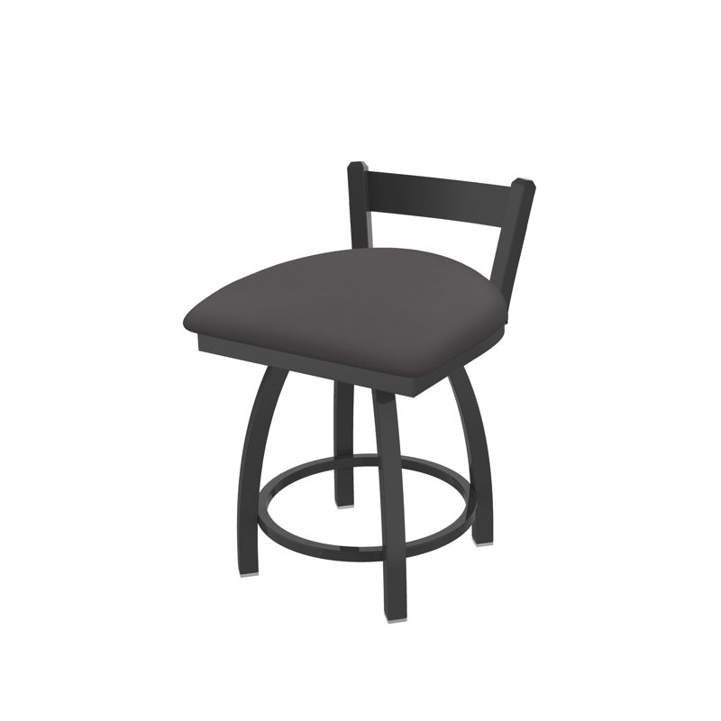 Tabouret de coiffeuse à dossier bas 18 po Catalina, Vinyle - Tempête de galop, Étain