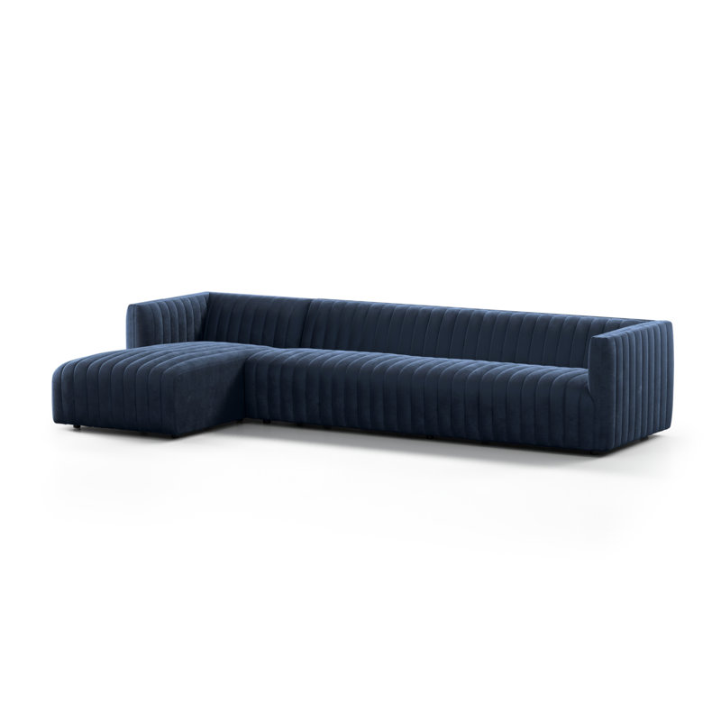 Augustine Chaise Sectional, 26" H X 126" W X 64" D, Left Hand Facing, Orly Natural Velvet