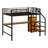 Lofted Bed Frame With Storage Wardrobe, Shelves And Charging Station-118155260