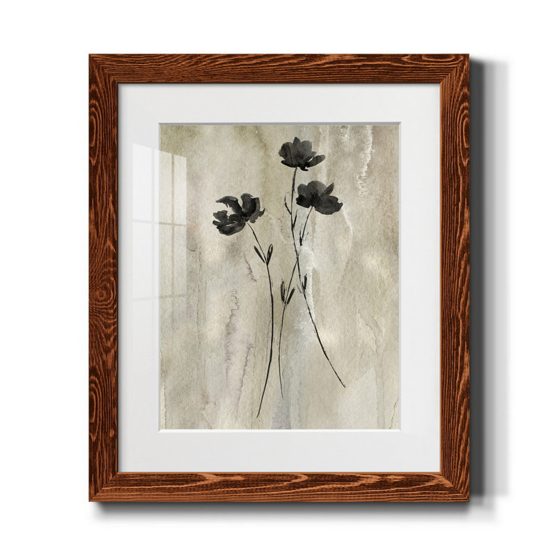 Sumi-e Silhouette III - Cadre photo, reproduction d'art sur papier, Papier avec cadre érable, H 20 po x l 17 po x P 1,5 po