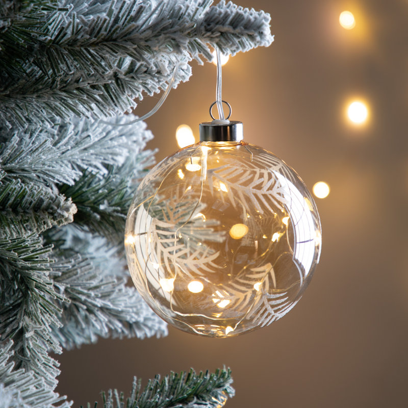 14cm Glass Lighted Ball Ornament