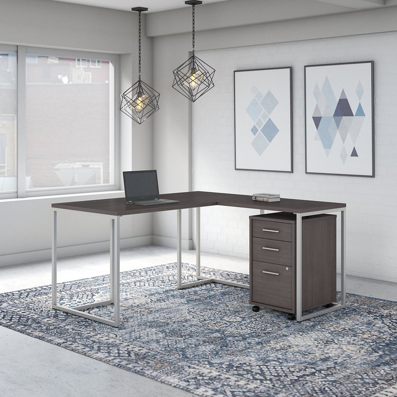 Method 3 Piece Computer Desk Office Set, Storm Gray