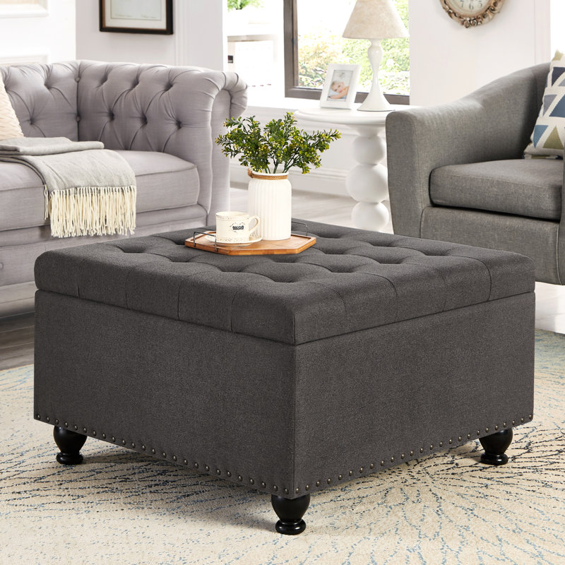 Upholstered Linen Footstool
