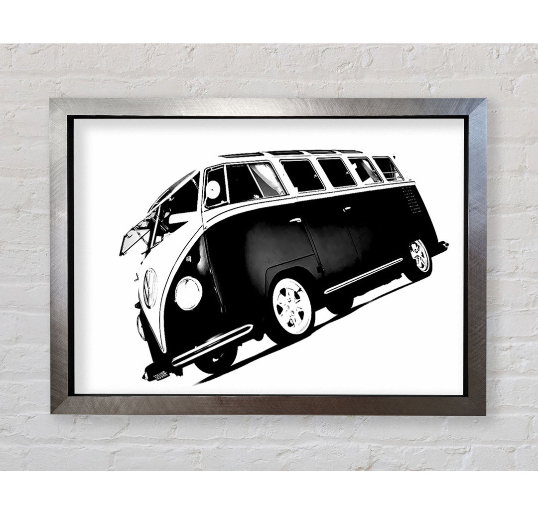 VW Camper Van Schwarz-Weiß - Einzelner Bilderrahmen Kunstdrucke