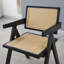 2 chaises noires avec accoudoirs, en bois d'hévéa massif avec tissage, léger et chaises de salle à manger en noir, fabriquées à partir de tissage, look élégant-1260406481