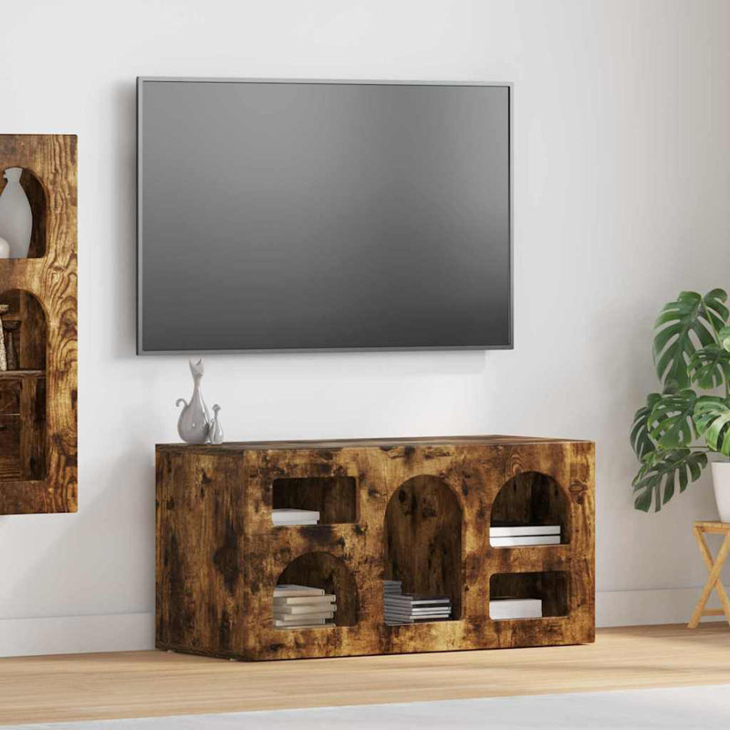 TV Stand, 40cm H x 80cm L x 35cm W, Smoked Oak