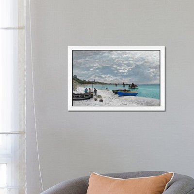 The Beach at Saint-Adresse by Claude Monet - 1 Piece Floater Frame Painting on Canvas