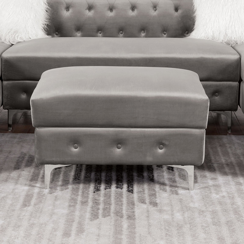 Repose-pieds capitonné standard Ciabattoni, 100 % polyester gris