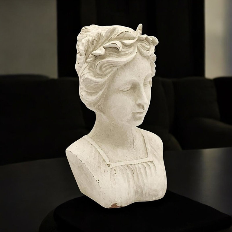 Hand Finished Cream Resin Lady Bust Timeless Decorative Sculpture - Elegant Accent Ornament for Any Living Space