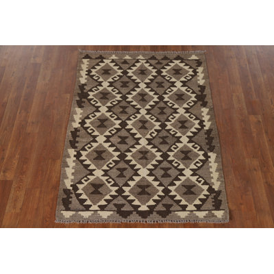 Brown Kilim Wool Accent Rug 3x5