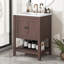Meuble-lavabo moderne et élégant avec lavabo en céramique et tablette ouverte-686830833
