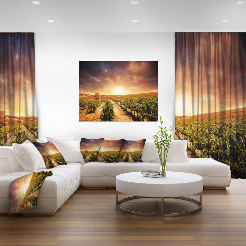 Stormy Sunset Vineyard Landscape Canvas Art, 32" x 16"