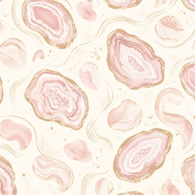 Papier peint adhésif décoratif rose et blanc effet marbre doré, vagues douces, abstrait, moderne et géométrique. Décoration murale amovible et autocollante pour chambre, cuisine et placards. 61 cm x 300 cm.
