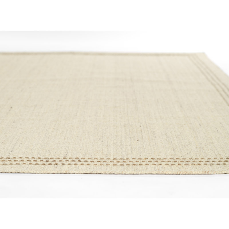 Natural Striped 8' x 10' Handloomed Wool and Synthetic Rug