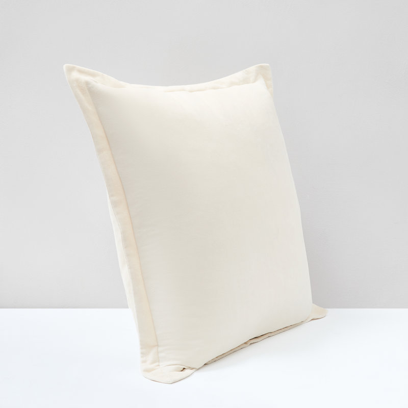 Terran Velvet Cotton Euro Sham Cover Cream, Cream