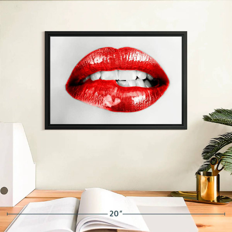 Lèvres rouges souples, Cadre flottant noir, 13 po x 9 po
