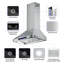 Hotte de cuisine murale 30 pouces, 900 pi³ / min, convertible, fixation murale, 4 vitesses, télécommande silencieuse et panneau tactile avec lumières DEL