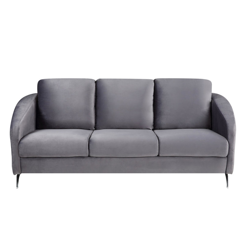 Velours gris avec coutures à motif de losanges et pieds stables dans le salon sophistiqué avec inclinaison électrique