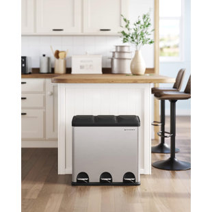 Steel Step On Multi-Compartment Rubbish & Recycling Bin - 54L