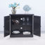 Buffet de rangement avec 2 portes décoratives en miroir en acrylique, tablette réglable pour la salle à manger, le salon, la cuisine, poignées en métal, panneau de fibres à densité moyenne-128964669