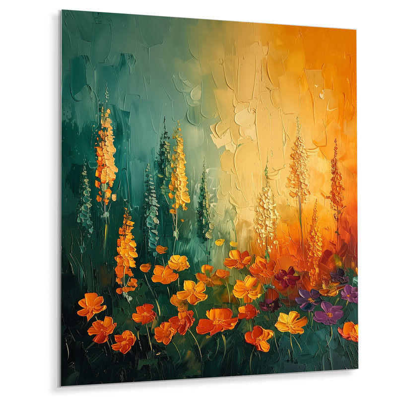 Décoration murale jaune fleur sauvage tempête I - fleurs sauvages, Métal métal, H 32 po x l 16 po x P 1 po