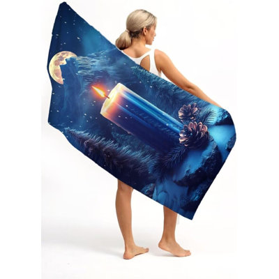 Bougie en microfibre surdimensionnée, serviette de plage légère, très grande, serviettes de plage, sable, voyage, piscine, gymnase, yoga, camping pour femmes, hommes, accessoires de plage, accessoires de vacances, cadeau de vacances, 36 po x 72 po
