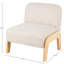 Polyester Square Boucle Beige Living Room Accent Chair With Brown Wooden Legs