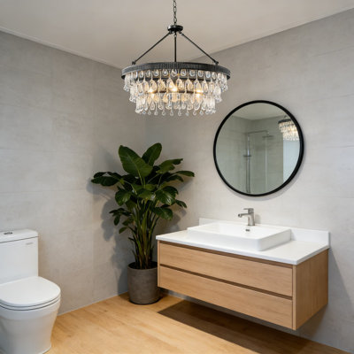 Lustre en cristal moderne avec hauteur réglable, luminaire à 6 lumières avec cristaux K9 pour la salle à manger, le salon, la chambre à coucher ou le vestibule