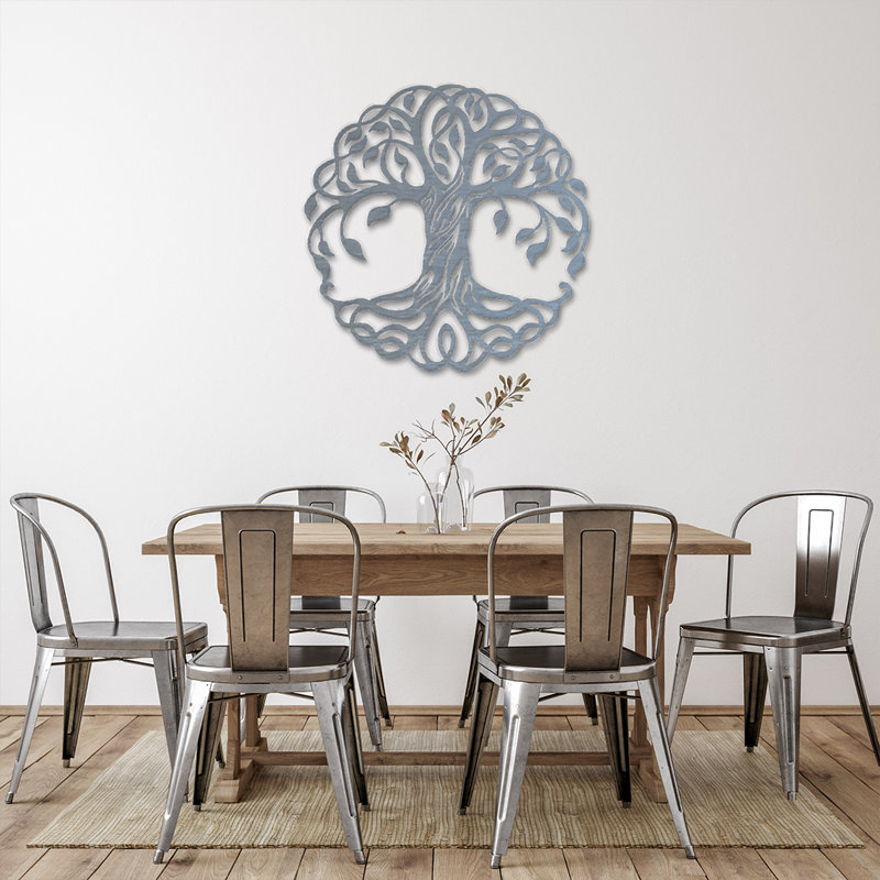 Traditional Landscape & Nature Wall Decor on Metal, Silver, 24" H x 24" W x 0.06" D