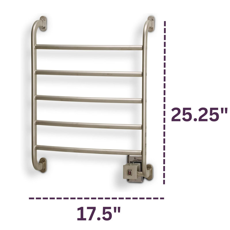 Chrome Wall Mounted 5-Bar Towel Warmer Rack