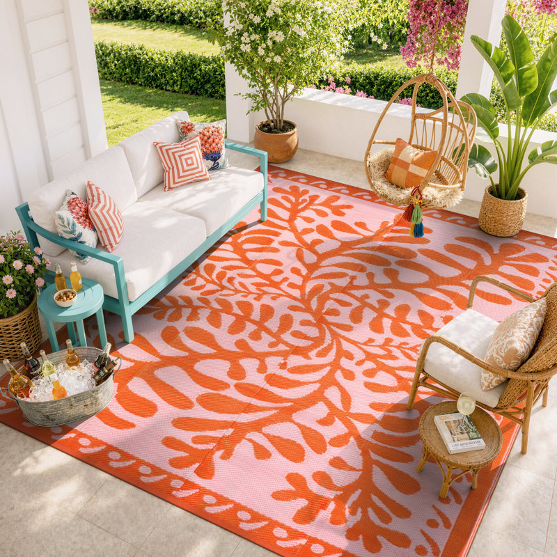 Tapis extérieur en paille réversible imperméable en plastique pour terrasse, camping, plage, véhicule récréatif et terrasse de piscine