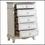 Commode de style victorien à finition blanche et chêne antique avec 5 tiroirs 1 pièce