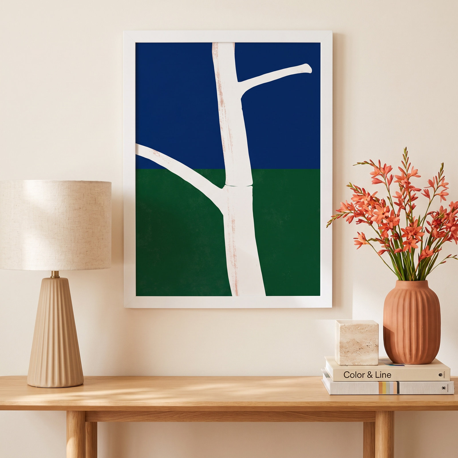 White Bark Print by Little Dean, Black Framed, 17" H x 13" W